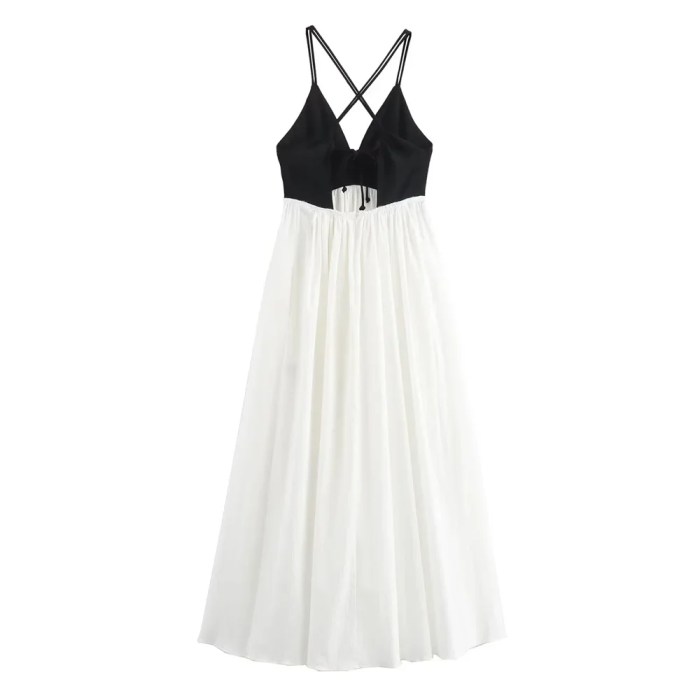 zach women's sleeveless bareback midi dress with contrast splicing Zach Women's Sleeveless Bareback Midi Dress with Contrast Splicing 2