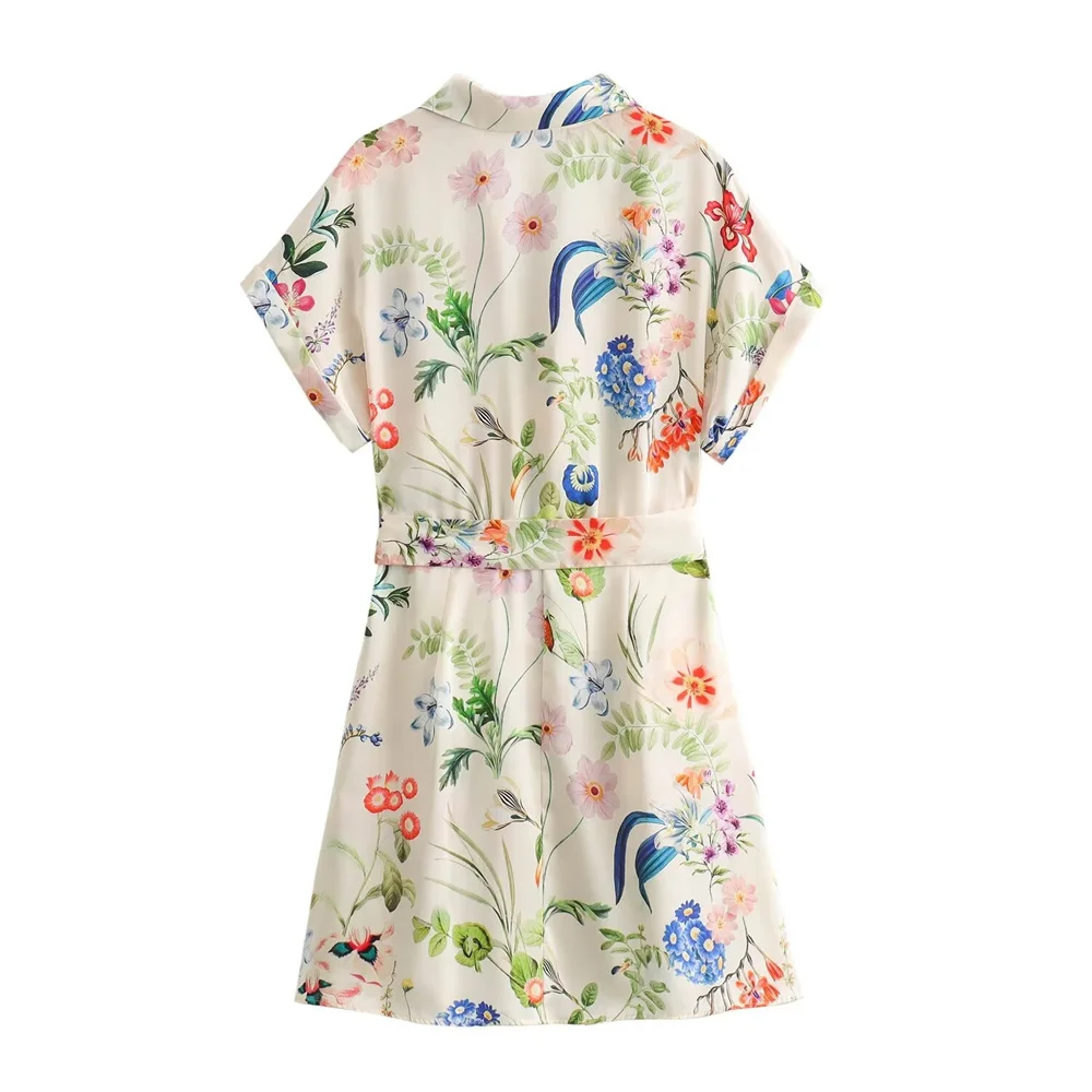 Women's Floral Shirt Dress Mini 2
