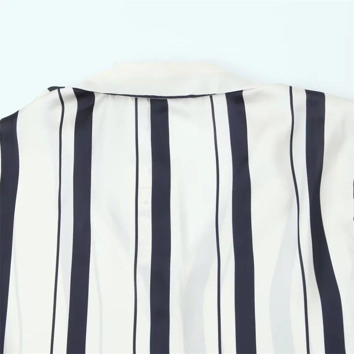 zach women's casual loose collar long sleeve striped silk texture shirt Zach Women's Casual Loose Collar Long Sleeve Striped Silk Texture Shirt 5