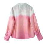 zach women's polo silk texture tie dye shirt & high waist wide leg pants set Zach Women\'s Polo Silk Texture Tie-Dye Shirt & High-Waist Wide-Leg Pants Set 3