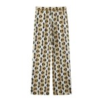 Zach Women's Fashion Versatile Printed Long Sleeve Collar Shirt with Loose High Waist Pants Casual Set 5
