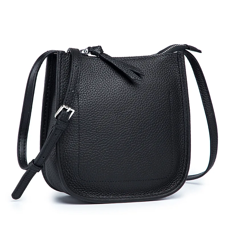Women's Genuine Leather Bucket Bag - Luxury Cowhide Crossbody Tote