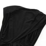 Zach Women's Slim Fit Solid Color Pleated Dress with Shoulder Pads 3