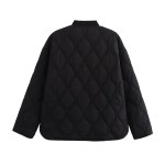 zach women's leopard print lined single breasted quilted coat with stand up collar Zach Women's Leopard Print Lined Single-Breasted Quilted Coat with Stand-Up Collar 3