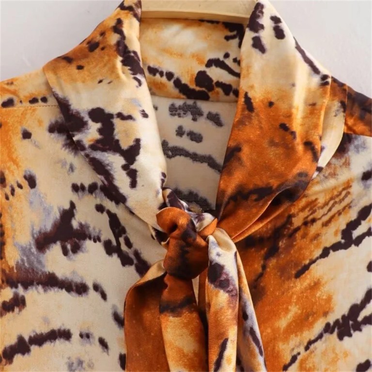 Zach Women's Simple Long Sleeve Lace-up Animal Leopard Print Slimming Dress 3