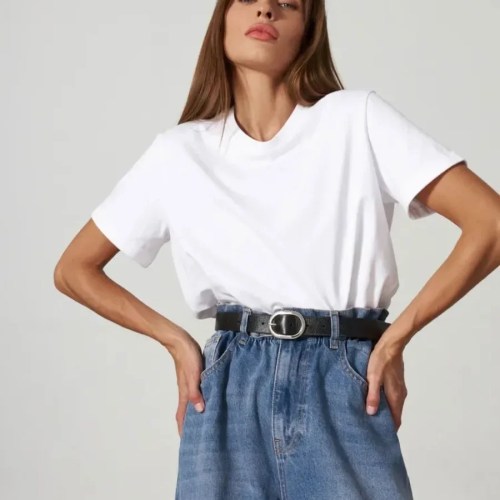 bornlad summer 100% cotton women's short sleeve crop t shirt Bornlad Summer 100% Cotton Women's Short Sleeve Crop T-Shirt