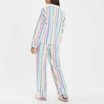Women's Pyjamas Set Stripe Print Button-Down Long Sleeve Loungewear 2