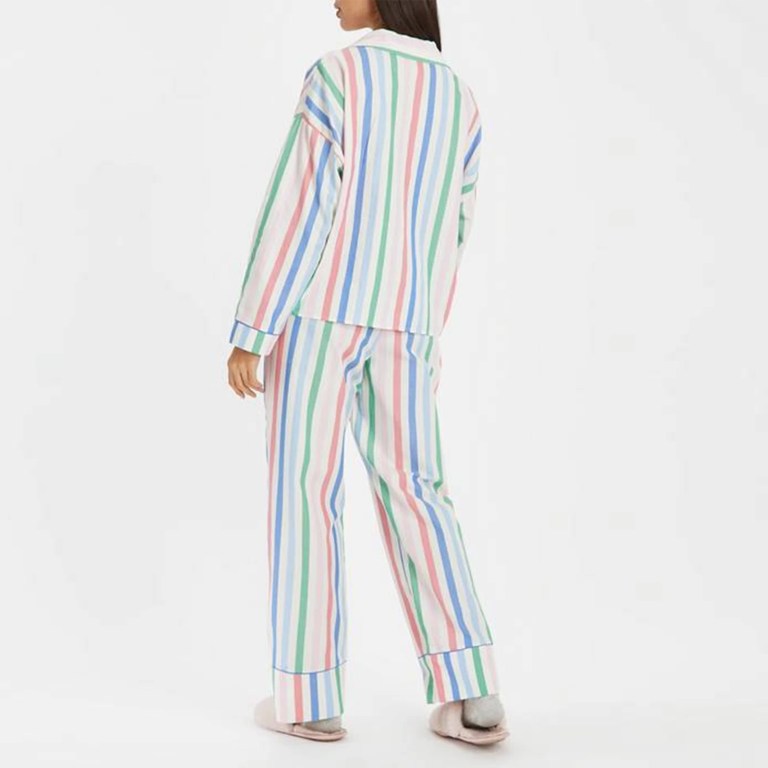 Women's Pyjamas Set Stripe Print Button-Down Long Sleeve Loungewear 2
