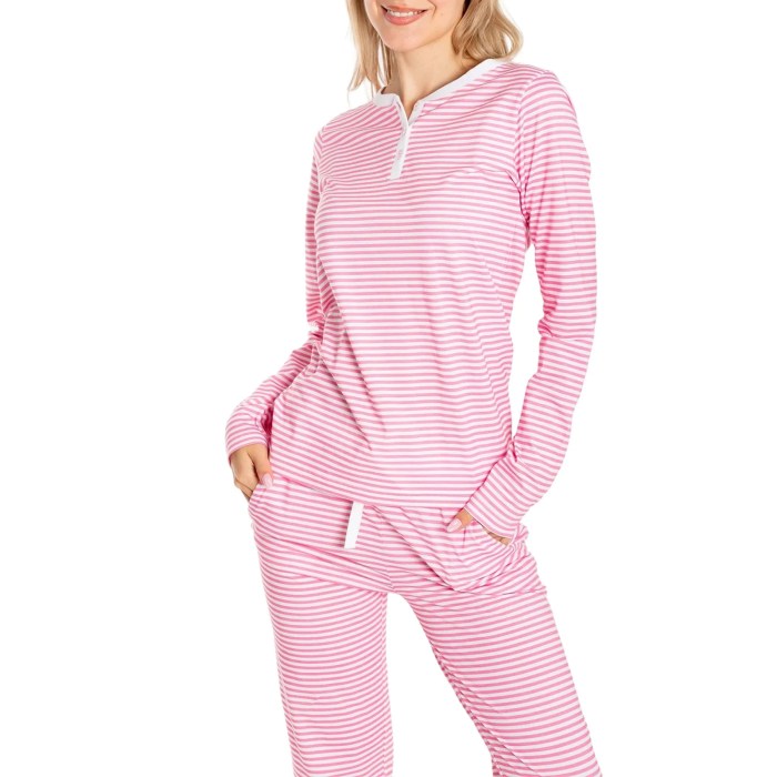 women's 2 piece striped pyjama sets long sleeve button round neck t shirt +drawstring waist pants Women's 2 Piece Striped Pyjama Sets Long Sleeve Button Round Neck T-shirt +Drawstring Waist Pants 6