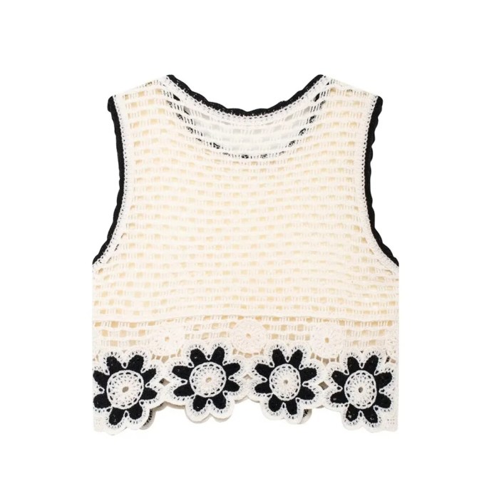 zach women's round neck sleeveless hook flower knitted tank top with high waist straight pants fashion set Zach Women's Round Neck Sleeveless Hook Flower Knitted Tank Top with High Waist Straight Pants Fashion Set 3