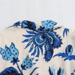 women's flip collar, buckle tie belt, blue floral shirt dress Women's Flip Collar, Buckle Tie Belt, Blue Floral Shirt Dress 5