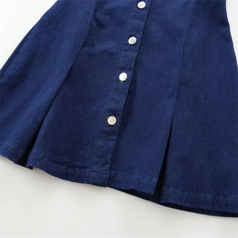 Zach Women's Slim Fit Lapel Short Sleeve Pleated A-Line Denim Mini Dress 4