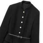 zach women's long sleeve breasted coat with waistband & stand up collar Zach Women\'s Long Sleeve Breasted Coat with Waistband & Stand-Up Collar 3