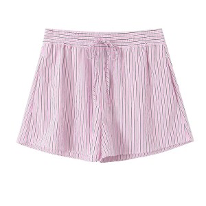 Zach Women\'s Casual Striped Shirt & High-Waisted Shorts Set 5