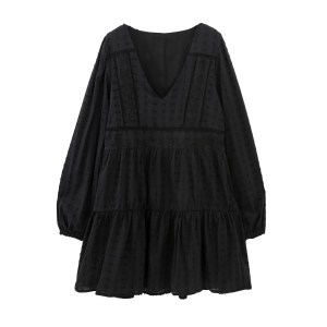 Wills Black Boho Slip Over Short Mini Dress