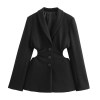 zach women's retro single breasted open design casual suit solid color long sleeve jacket Zach Women's Retro Single-Breasted Open Design Casual Suit Solid Color Long Sleeve Jacket