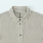 zach women's striped vertical single breasted long sleeve flip collar shirt Zach Women's Striped Vertical Single-Breasted Long Sleeve Flip Collar Shirt 3