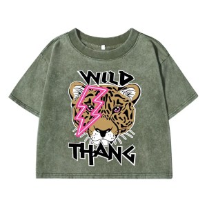 Wild Thank Tiger Women Washed Short Crop T Shirt 2