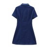 zach women's slim fit lapel short sleeve pleated a line denim mini dress Zach Women's Slim Fit Lapel Short Sleeve Pleated A-Line Denim Mini Dress 2