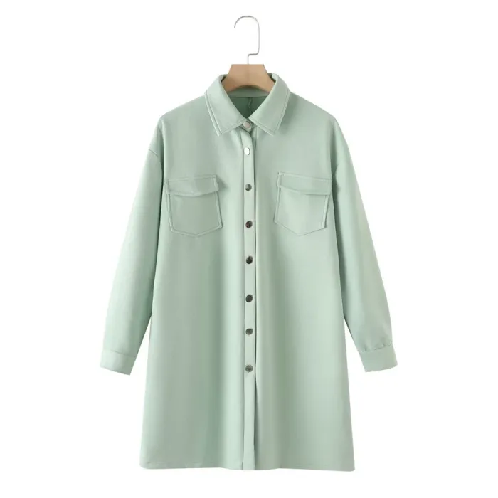 Zach Ailsa Women's Lapel Long Sleeved Single Breasted Casual Mid-Length Jacket, 1
