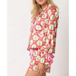 Women's Christmas Pyjama Set Santa/Tree Button-up Long Sleeve Top + Shorts 2-Piece Set 5