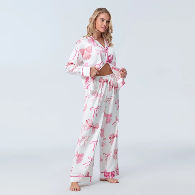 Women's 2 Piece Bow All-over Loungewear Pjs Set 2