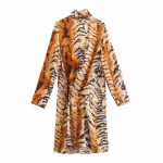 Zach Women's Simple Long Sleeve Lace-up Animal Leopard Print Slimming Dress 2