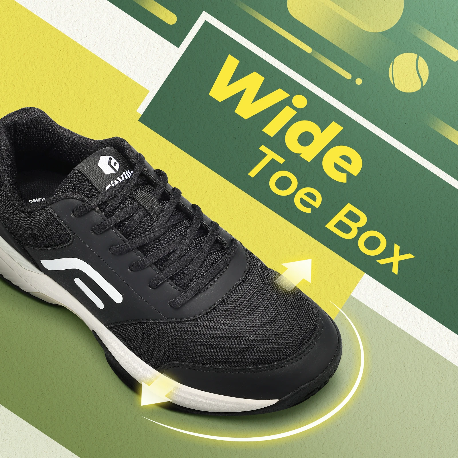 FitVille Wide Tennis Shoes for Men Anti-slip Breathable Professional Sneakers Tennis Footwear for Arch support Relief Pain 4