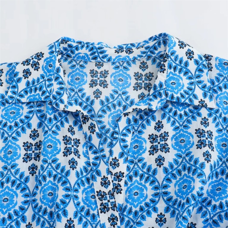 ALSA Summer Retro Print Midi Shirt Dress 3