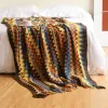 Bohemian Hand Knitted Blanket Zig Zag with Tassel 4