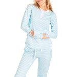 women's 2 piece striped pyjama sets long sleeve button round neck t shirt +drawstring waist pants Women's 2 Piece Striped Pyjama Sets Long Sleeve Button Round Neck T-shirt +Drawstring Waist Pants 2