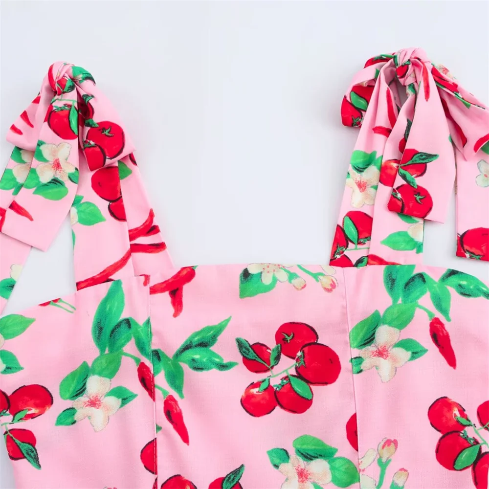 Zach Women's One-Shoulder Cherry Print Mini Dress with Bow Strap 3