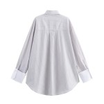 zach women's striped poplin long sleeve loose casual shirt Zach Women's Striped Poplin Long Sleeve Loose Casual Shirt 2