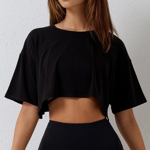 Women's Yoga T-shirt Smock Loose Crop Fitness Top 4