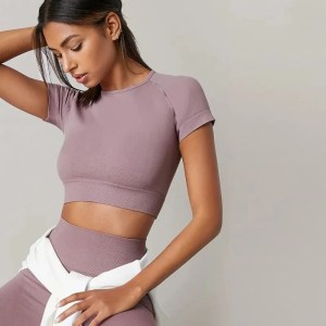 Women's Seamless Short Sleeve Yoga Top Running Active Wear 6