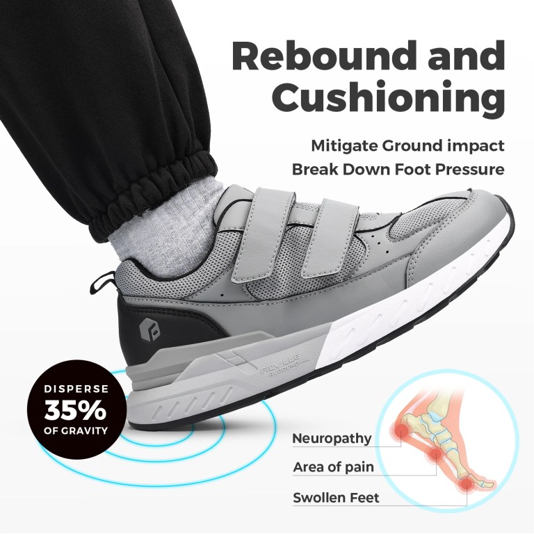 FitVille Diabetic Shoes for Men Extra Wide Width Adjustable Closure Walking Shoes Slip-on Sneakers for Foot Pain Relief Swollen 3