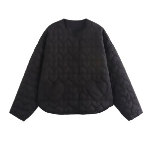 zach women's loose round neck long sleeve cotton quilted jacket Zach Women's Loose Round Neck Long Sleeve Cotton Quilted Jacket 3