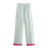 Zach Women's Silk Texture Collar Shirt & Straight Pants Casual Set 4