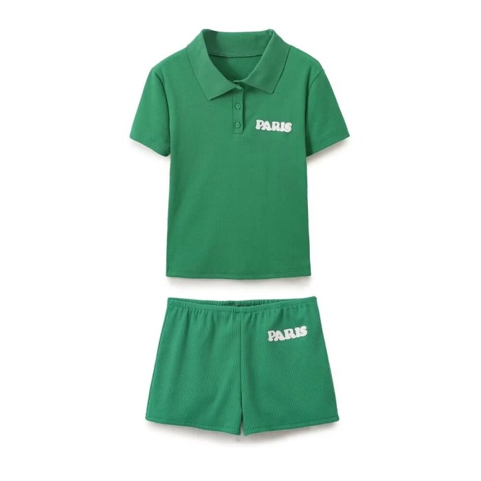 zach women's paris casual collar short sleeve t shirt & elastic waist shorts set Zach Women's Paris Casual Collar Short Sleeve T-Shirt & Elastic Waist Shorts Set