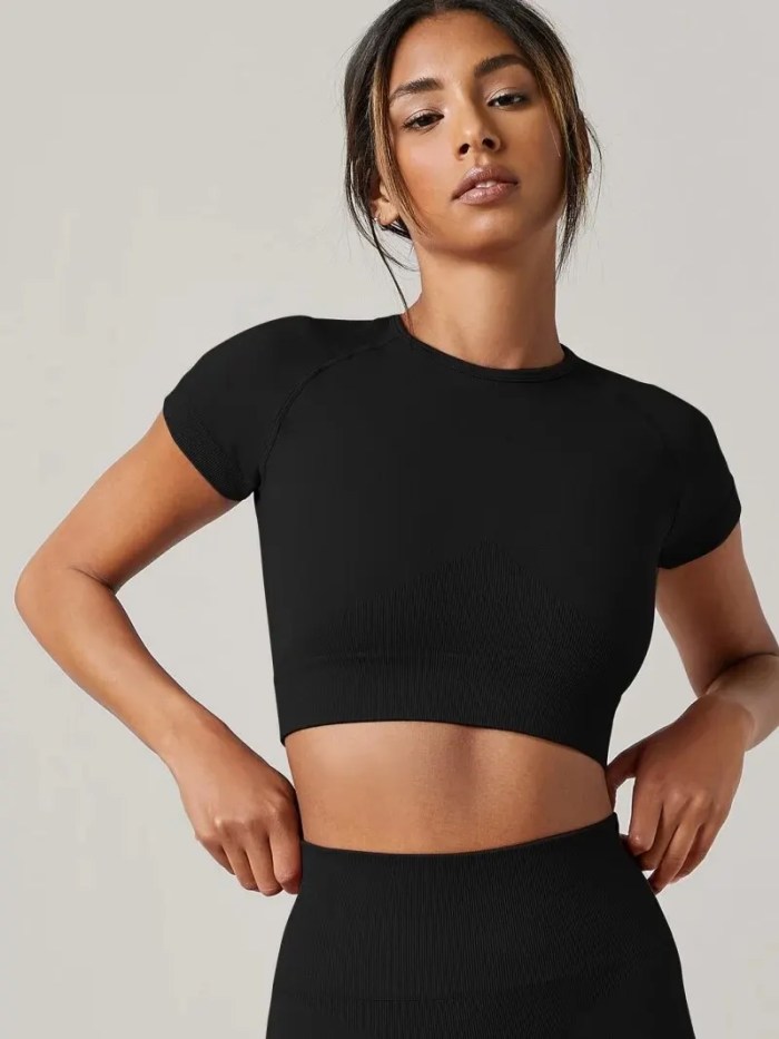 women's seamless short sleeve yoga top running active wear Women's Seamless Short Sleeve Yoga Top Running Active Wear