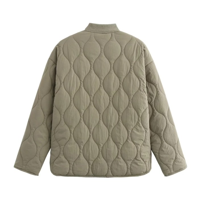 zach women's leopard print lined single breasted quilted coat with stand up collar Zach Women's Leopard Print Lined Single-Breasted Quilted Coat with Stand-Up Collar 5