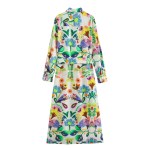 Women's Long Retro Floral Prin Shirt Dress 2