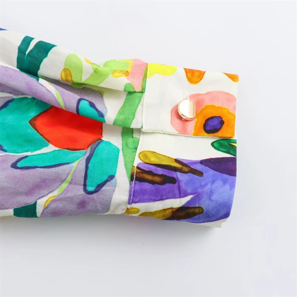 Women's Long Retro Floral Prin Shirt Dress 6