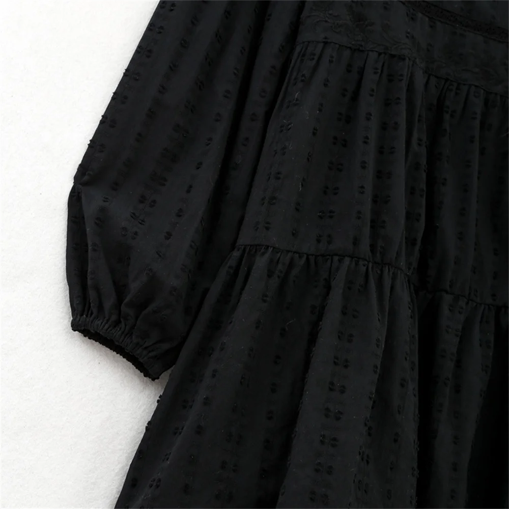 Wills Black Boho Slip Over Short Mini Dress 6