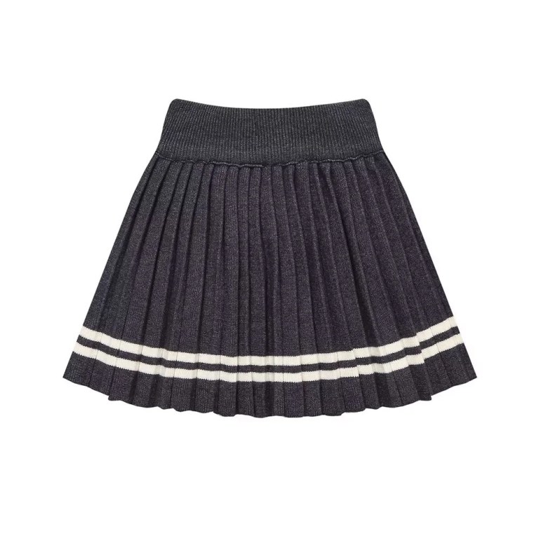 zach women's v neck contrast color knitted vest & high waist pleated skirt set Zach Women's V-Neck Contrast Color Knitted Vest & High-Waist Pleated Skirt Set 6