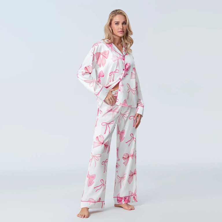 Women's 2 Piece Bow All-over Loungewear Pjs Set 5