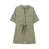 Zach Women's Round Neck Short Sleeve Jumpsuit with Waist Strap