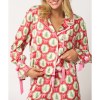 Women's Christmas Pyjama Set Santa/Tree Button-up Long Sleeve Top + Shorts 2-Piece Set