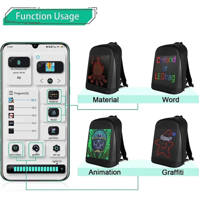 Smart LED Dynamic Backpack - Customizable Bag with Laptop Compartment the perfect gift 3