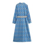 ALSA Summer Retro Print Midi Shirt Dress 2